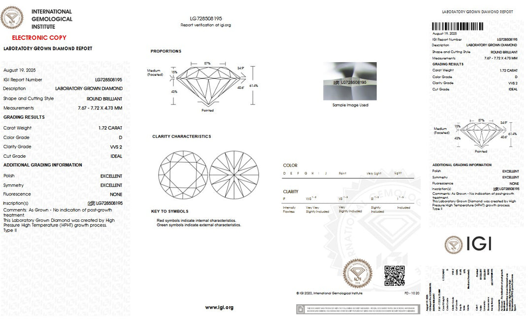 1.72ct D VVS2 Round Lab Grown Diamond