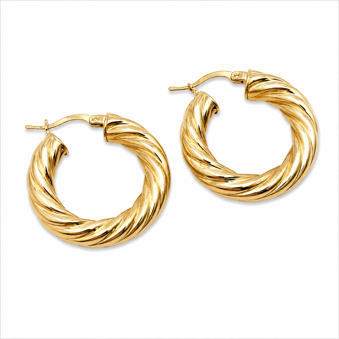 14k Yellow Gold Medium Hoop Earrings