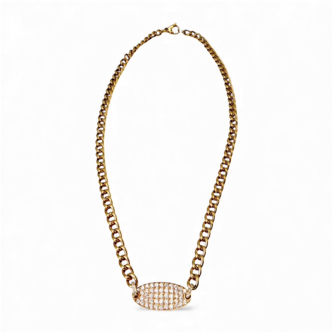 14k Yellow Gold Cuban Diamond Necklace