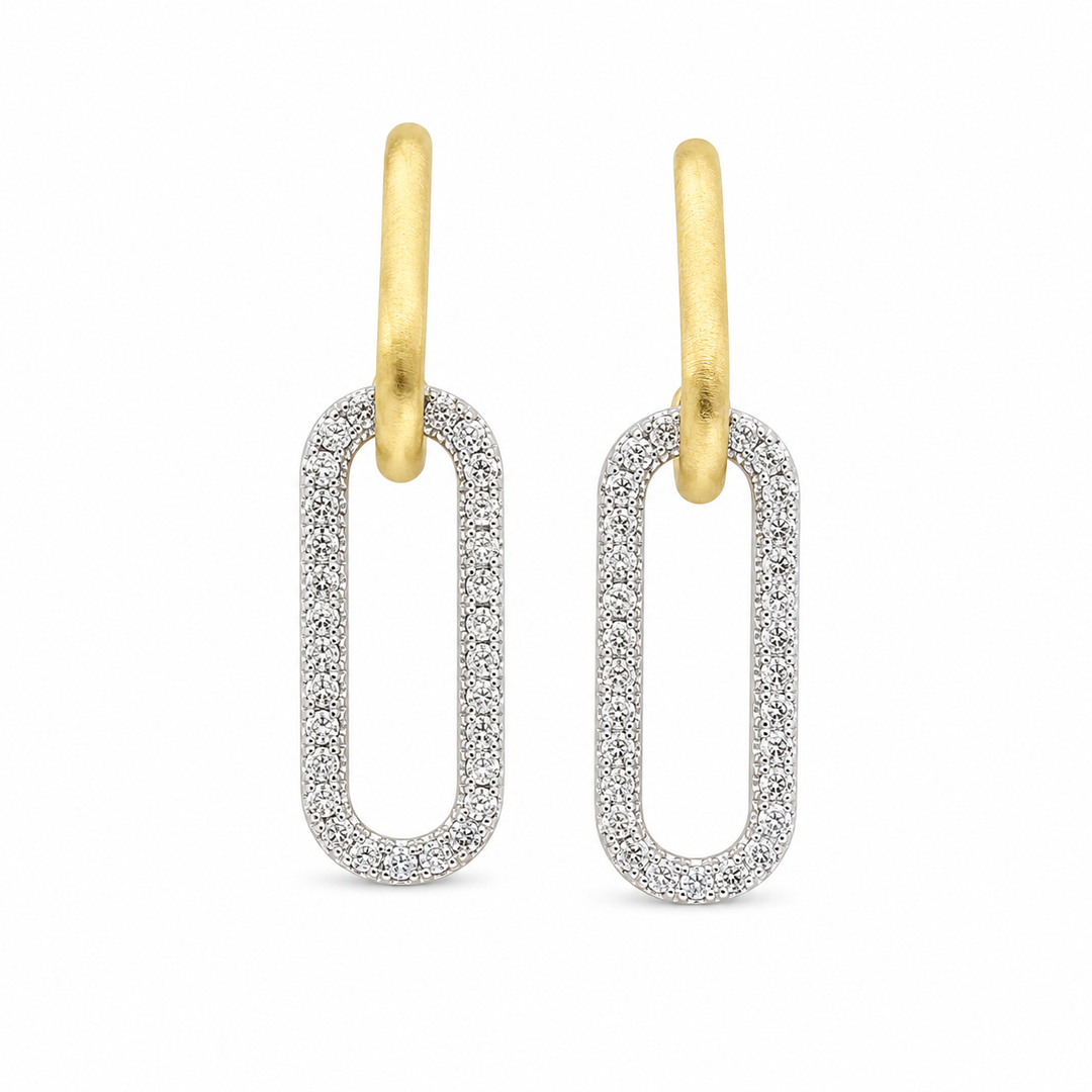 14k Two Tone Drop Diamond Earrings 0.61 cttw