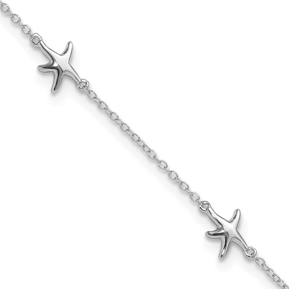 Sterling Silver White Ankle Bracelet 10 inch