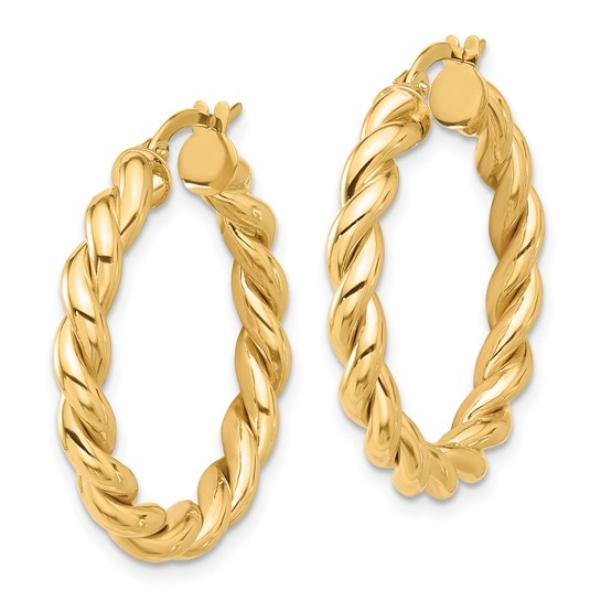 14k Yellow Gold Twisted Hoop Earrings