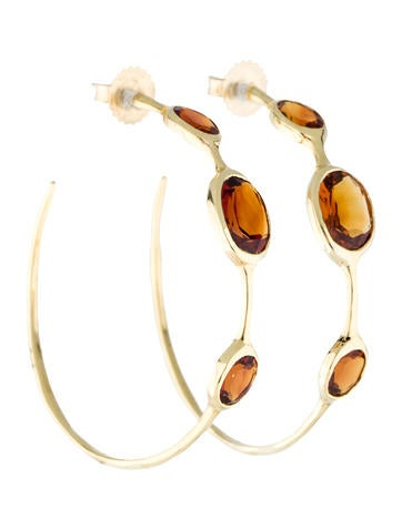 18k Yellow Gold Citrine Designer Estate Earrings