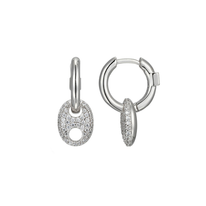 Sterling Silver White Huggies Earrings