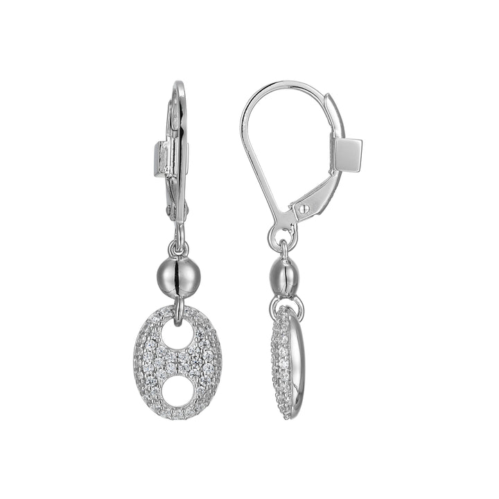 Sterling Silver White Lever Back Earrings