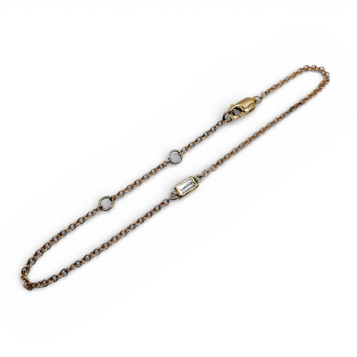 14k Yellow Gold Cable Link Diamond Bracelet