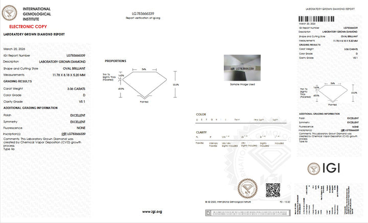 3.06ct D VS1 Oval Lab Grown Diamond