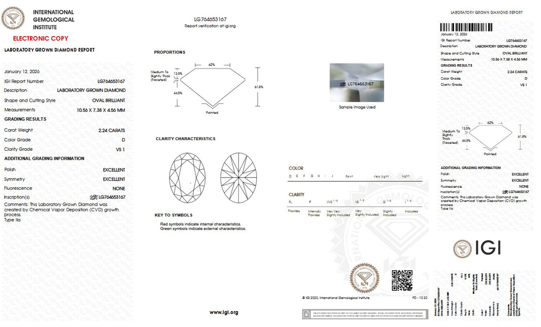 2.24ct D VS1 Oval Lab Grown Diamond