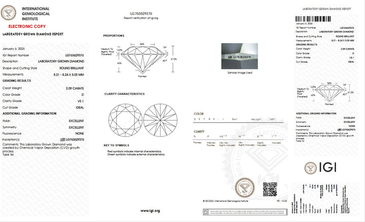2.09ct D VS1 Round Lab Grown Diamond
