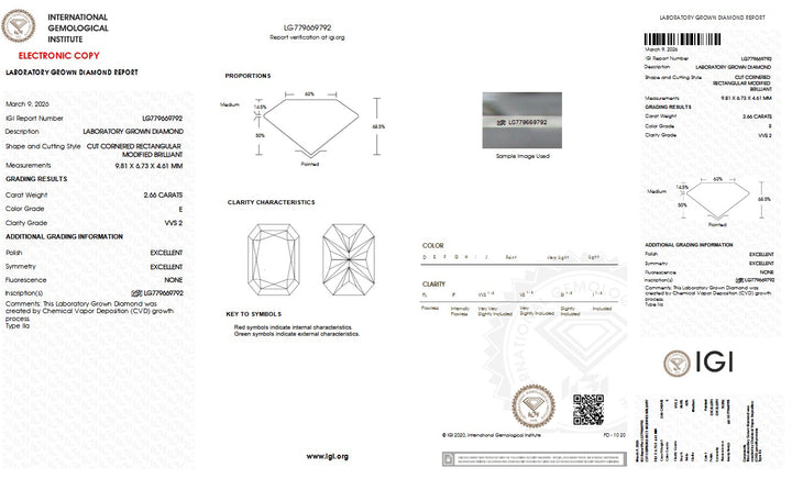 2.66ct E VVS2 Radiant Lab Grown Diamond