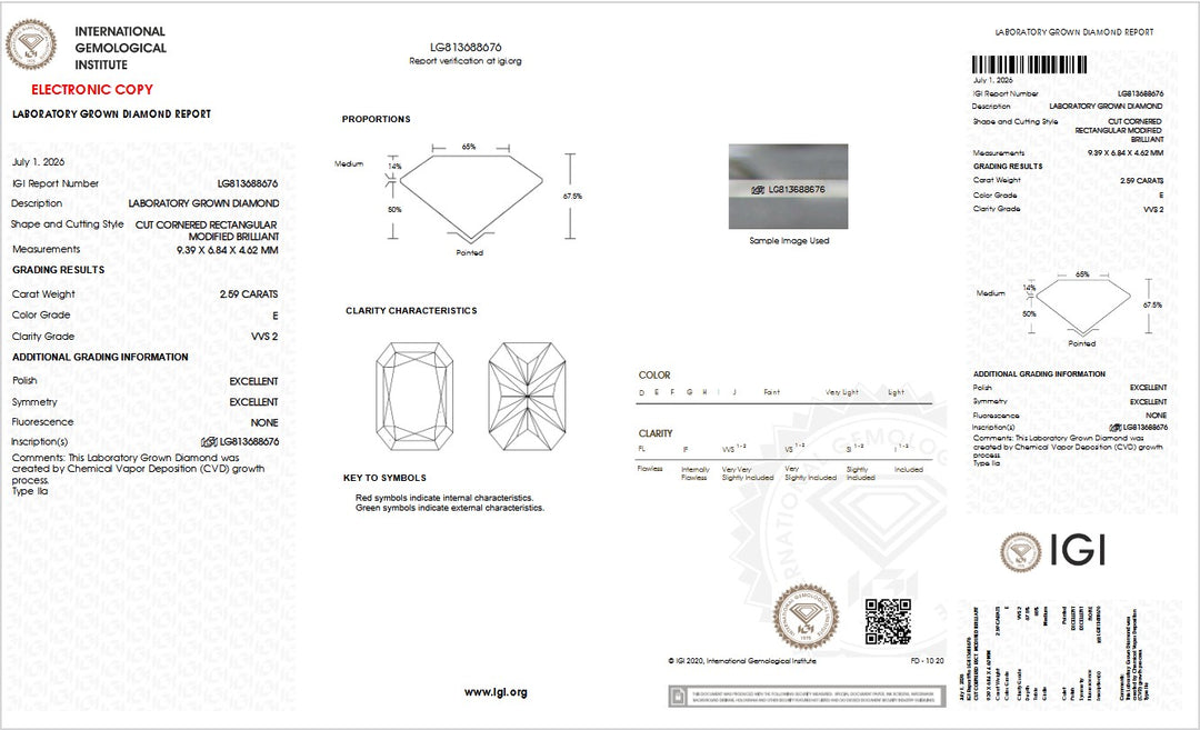 2.59ct E VVS2 Radiant Lab Grown Diamond