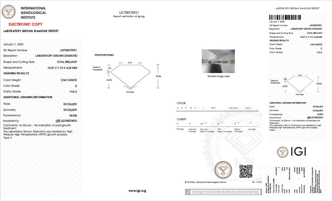 2.04ct D VVS2 Oval Lab Grown Diamond