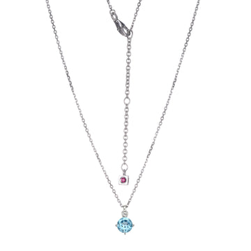 Sterling Silver "Birthstone" Genuine Swiss Blue Topaz With Lab Grown Diamond