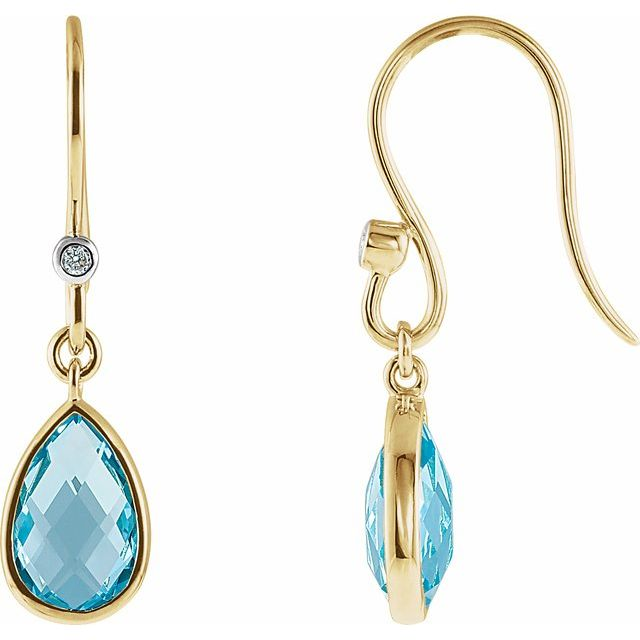 14k Lever Back Blue Topaz Earrings