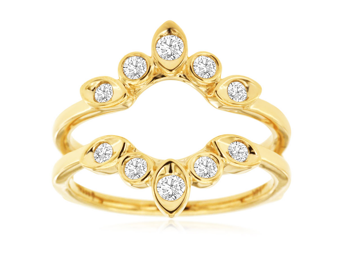 14k Yellow Gold Bezel Set 0.33ctw Round Diamond Wedding Band