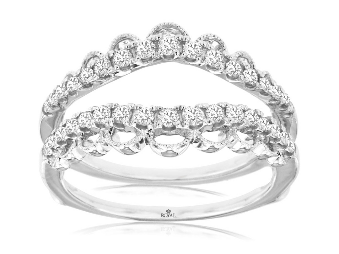 14k White Gold Prong Set 0.50ctw Round Diamond Wedding Band