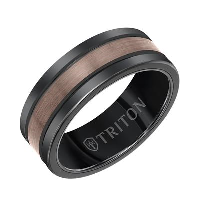 Tungston Black and espresso Polished Wedding Band