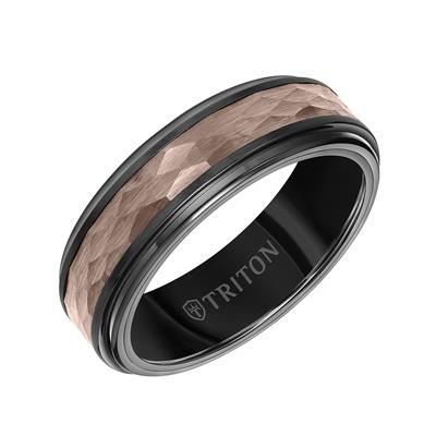 Tungston Black and espresso Diamond Cut Wedding Band