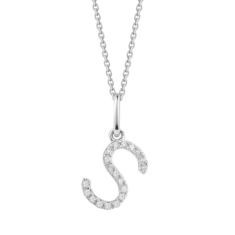 14k White Gold Inital Diamond Pendants
