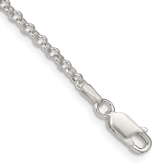Sterling Silver White Open Link Ankle Bracelet 9.25 inch