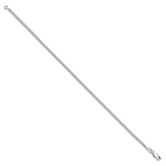 Sterling Silver White Curb Ankle Bracelet 10 inch