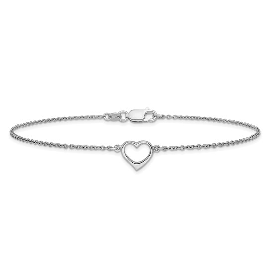 Sterling Silver White Cable Link Ankle Bracelet 9.5 inch