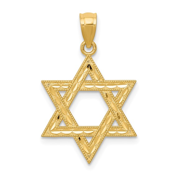 14k Yellow Gold Star of David Charm