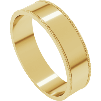 14k Yellow Gold Milgrain Wedding Band