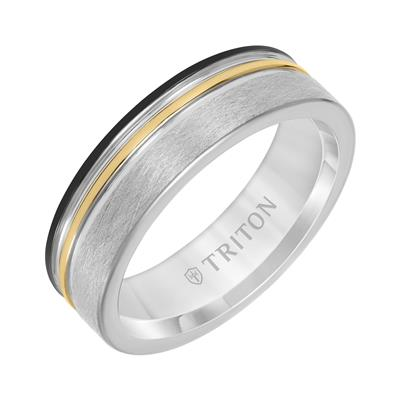 Tungston tri-color Wedding Band