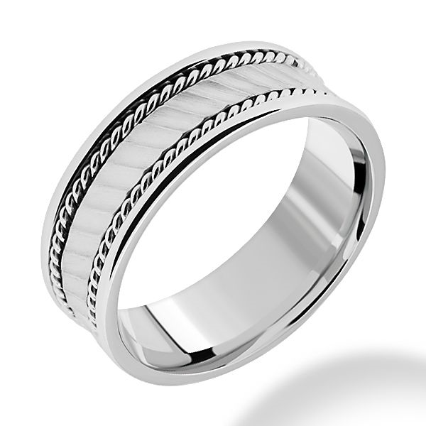 14k White Gold Satin/Polished Wedding Band