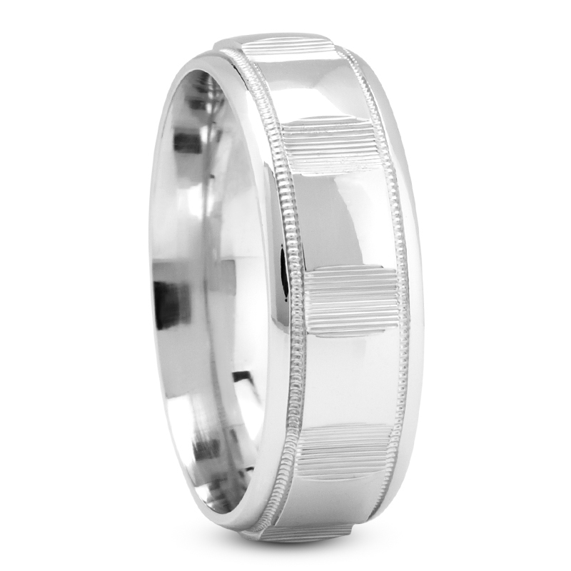 14k White Gold Wedding Band