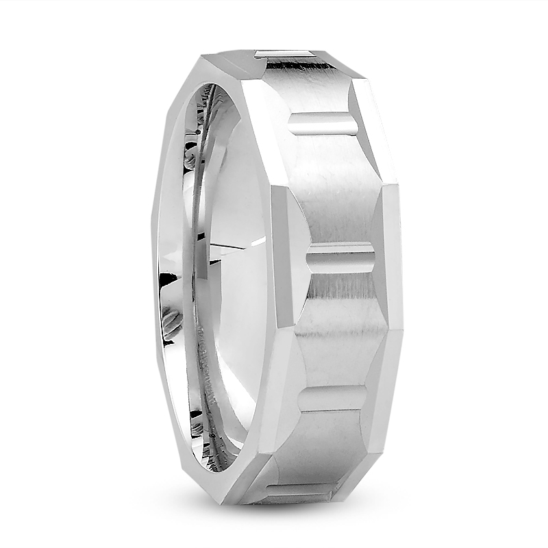18k White Gold geometric Wedding Band