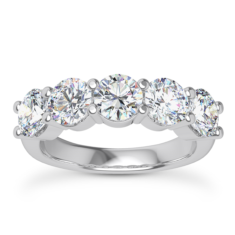 Platinum Shared Prong 1.52ctw Round Diamond Wedding Band