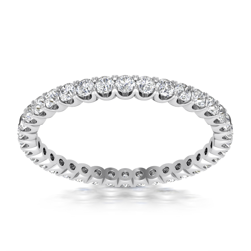14k White Gold Eternity 1.00ctw Round Diamond Wedding Band