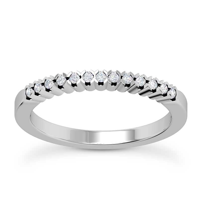 14k White Gold Prong Set 0.13ctw Round Diamond Wedding Band