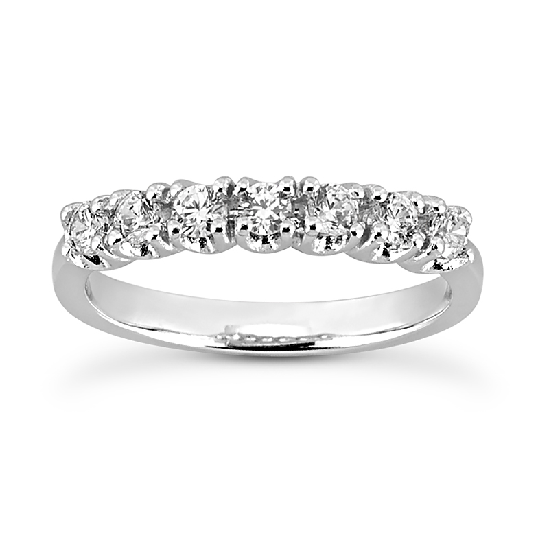 14k White Gold Prong Set 0.63ctw Round Diamond Wedding Band