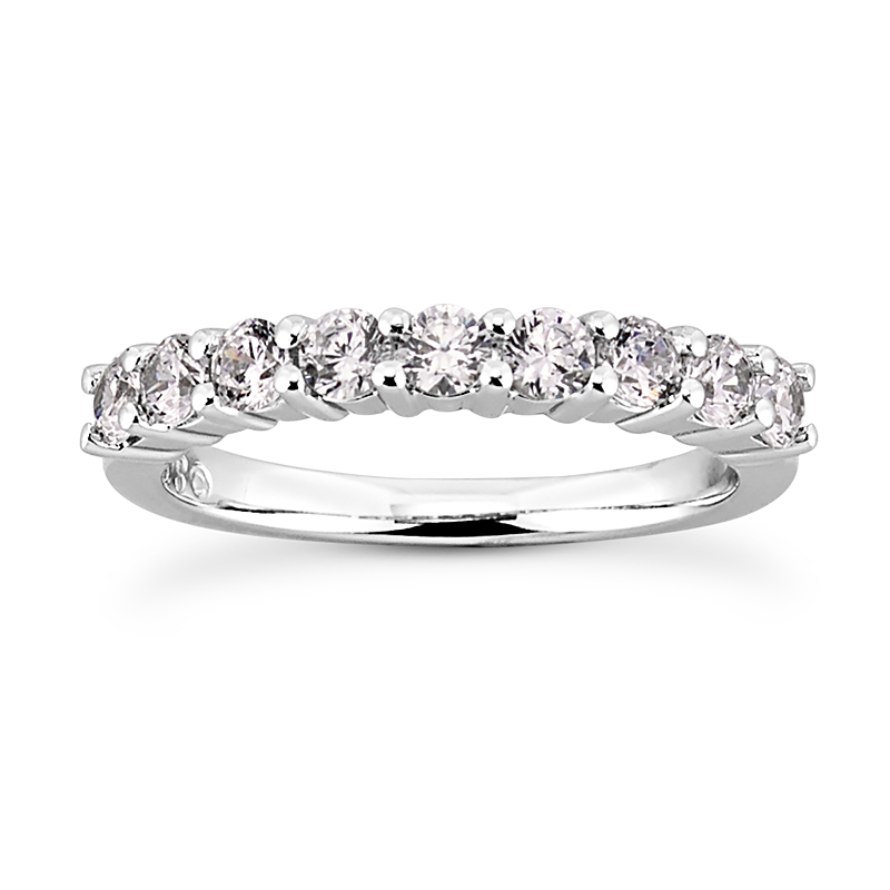 14k White Gold Shared Prong 0.71ctw Round Diamond Wedding Band