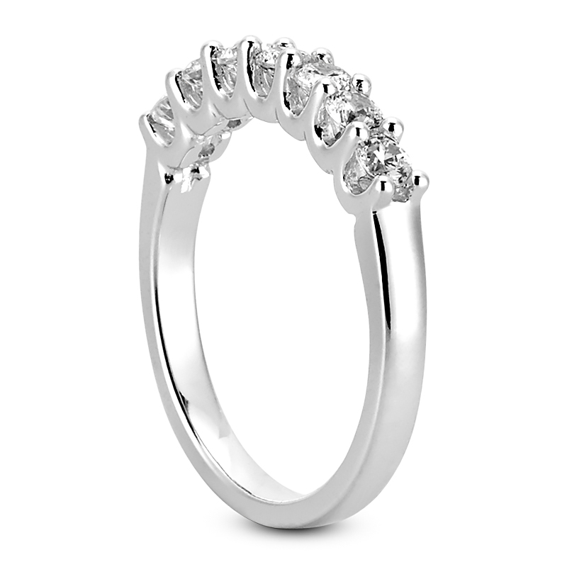 14k White Gold Prong Set 0.45ctw Hearts and Arrows Diamond Wedding Band