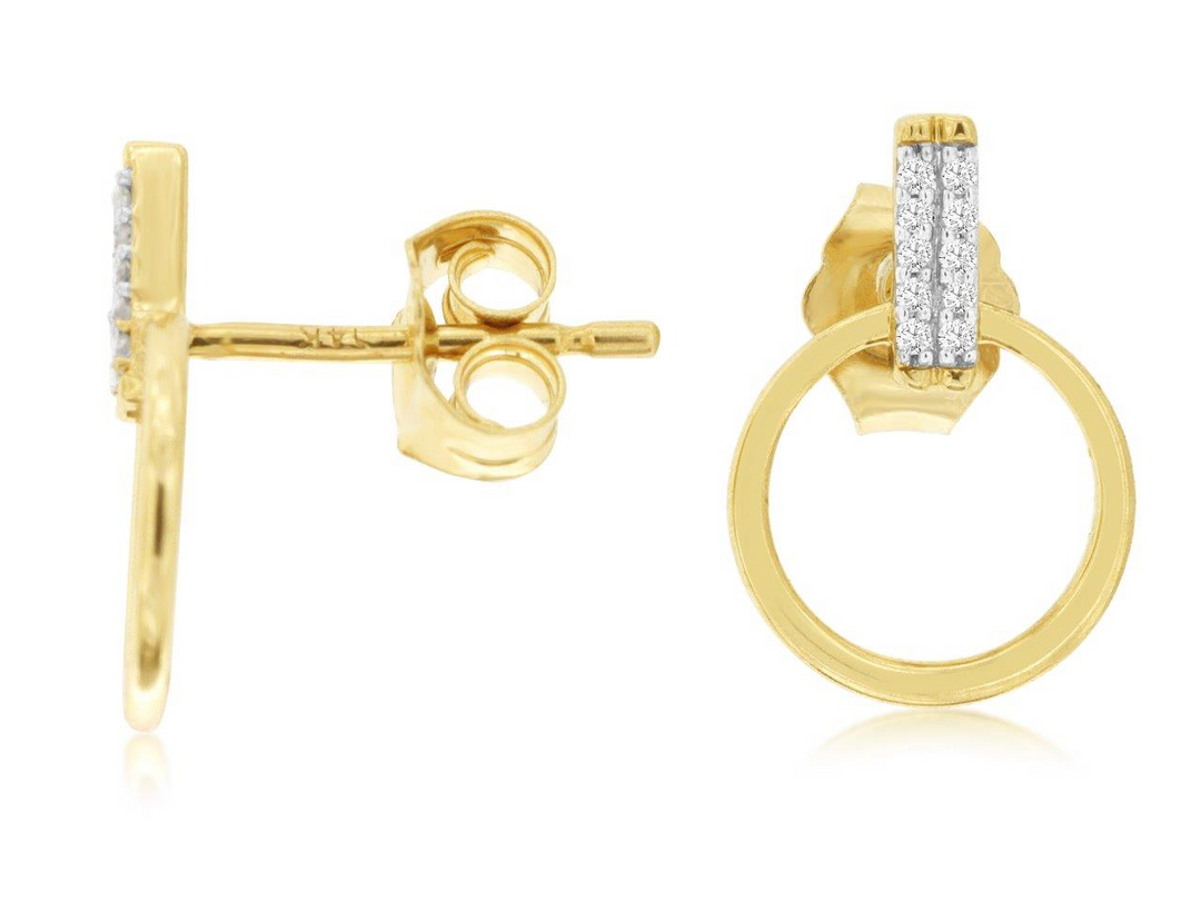 14k Yellow Gold Drop Diamond Earrings 0.05 cttw