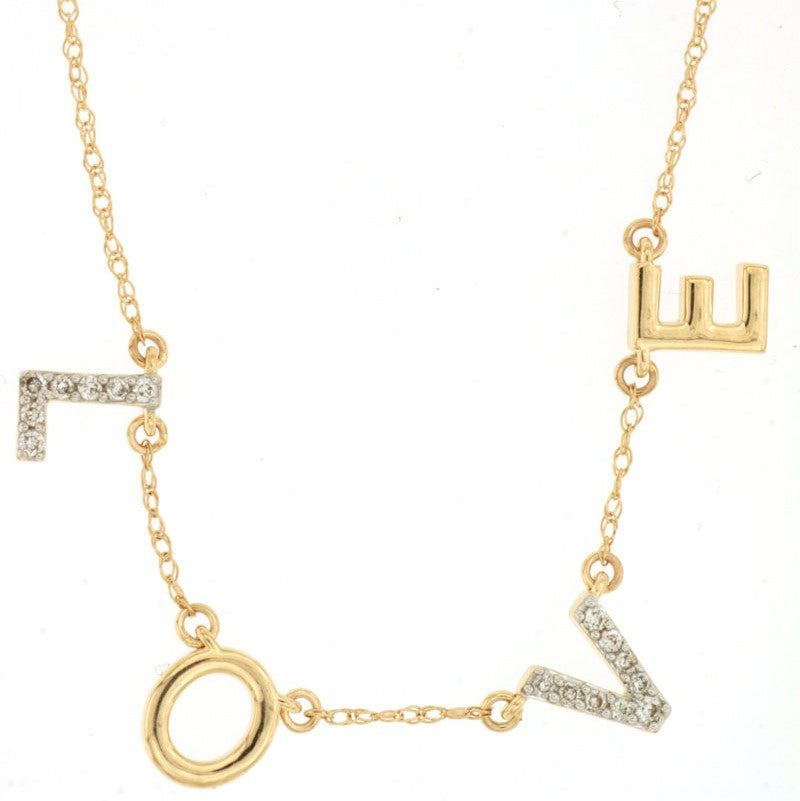 14k Yellow Gold Contemporary Diamond Necklace