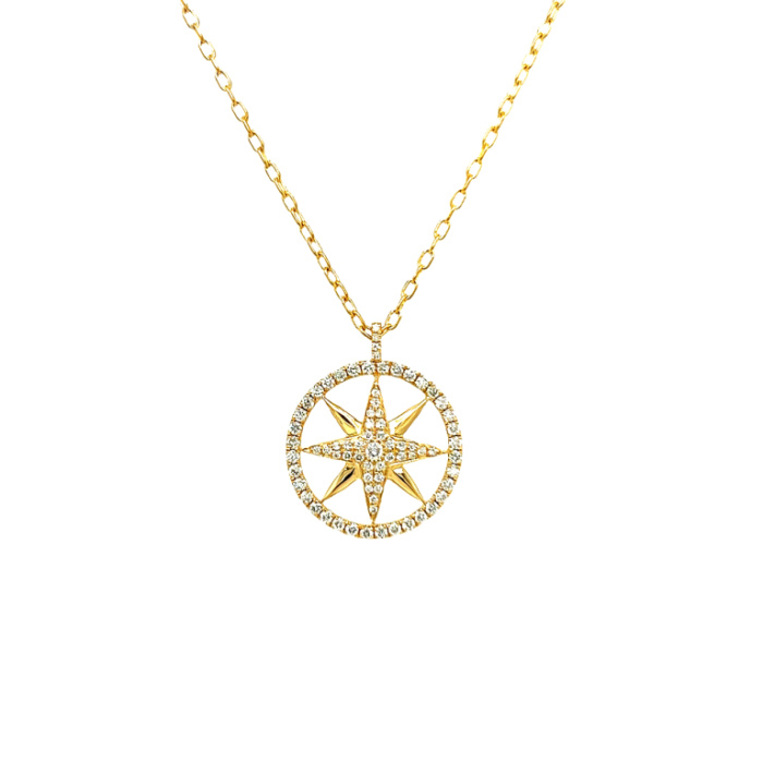 18k Yellow Gold Circle Diamond Pendants