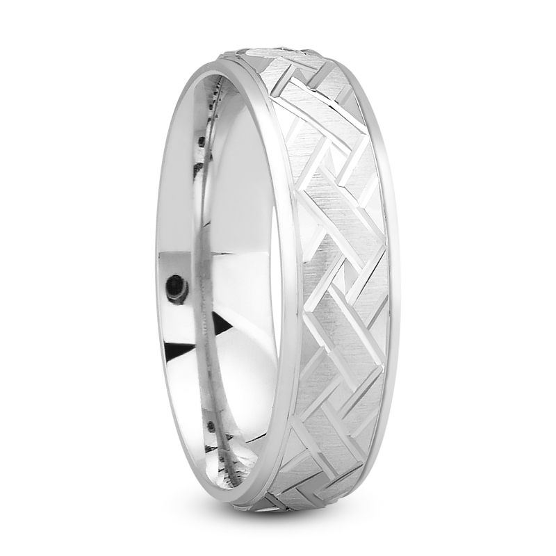 14k White Gold Satin/Polished Wedding Band