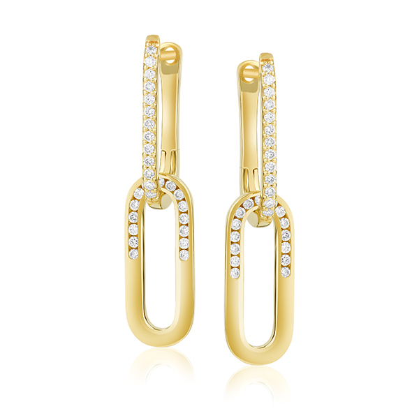 14k Yellow Gold Drop Diamond Earrings 0.26 cttw