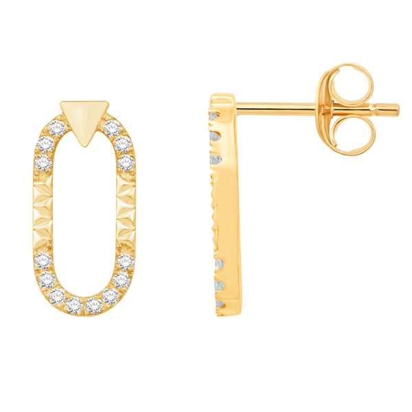 14k Yellow Gold Contemporary Diamond Earrings 0.25 cttw