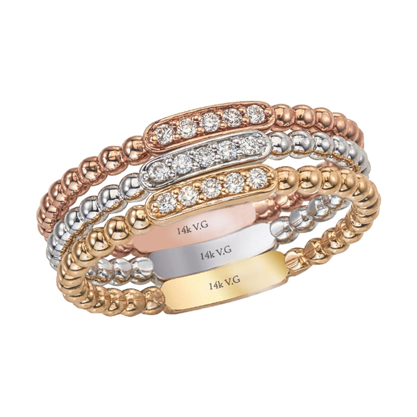 14k Rose Gold Contemporary Diamond Fashion Rings