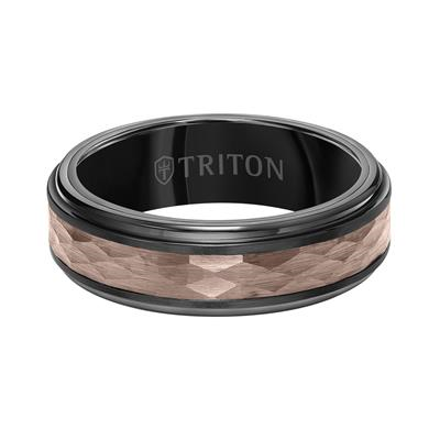 Tungston Black and espresso Diamond Cut Wedding Band