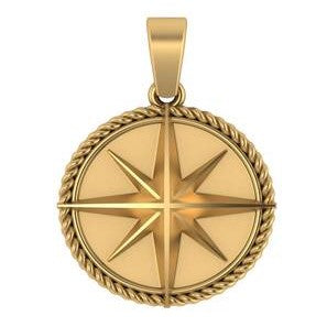 14k Yellow Gold Compass Charm