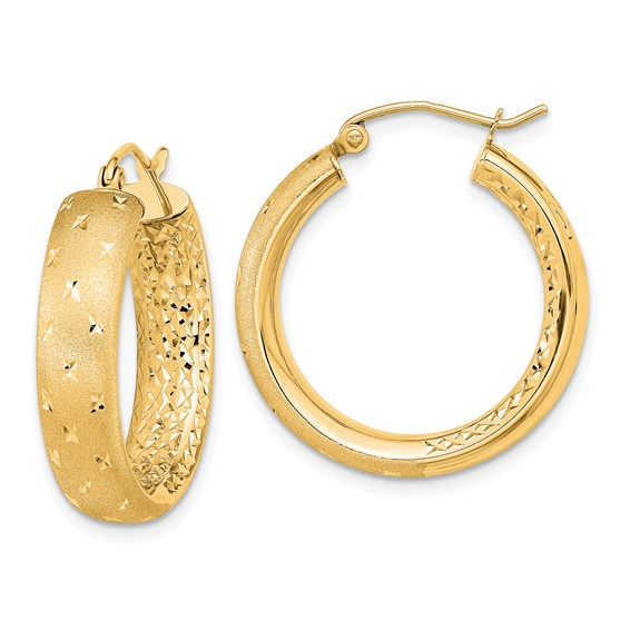 14k Yellow Gold Medium Hoop Earrings