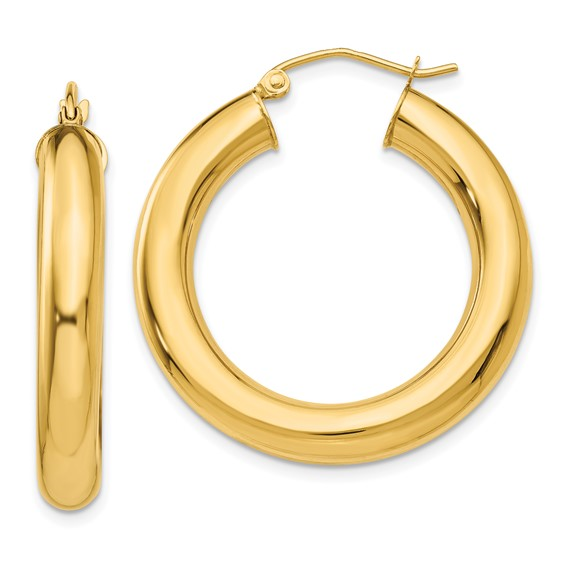 14k Yellow Gold Medium Hoop Earrings