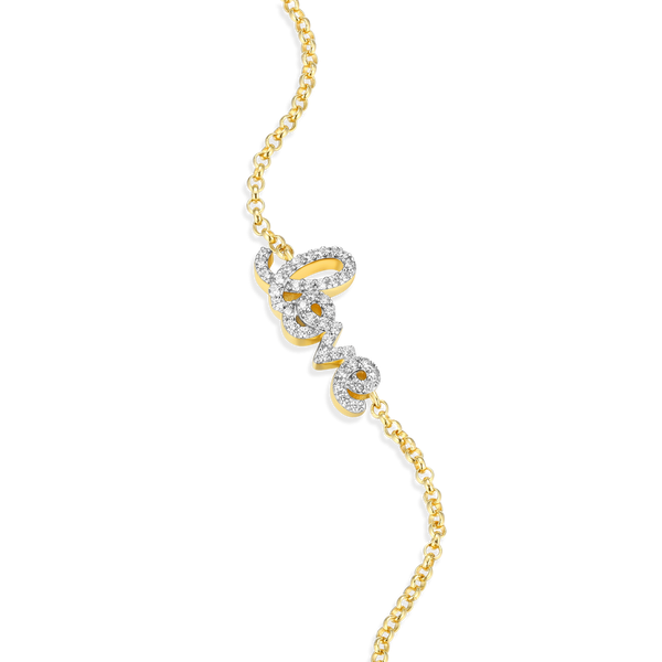 Sterling Silver Gold Plated "Love" Lab Grown Diamond Bracelet